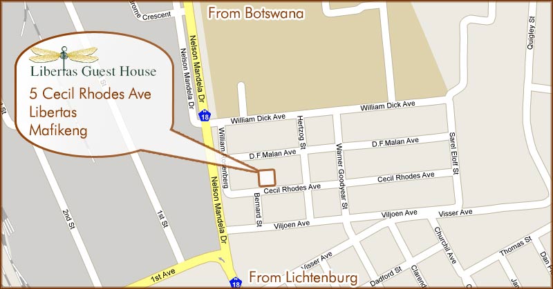 Mafikeng Bed and Breakfast Map
